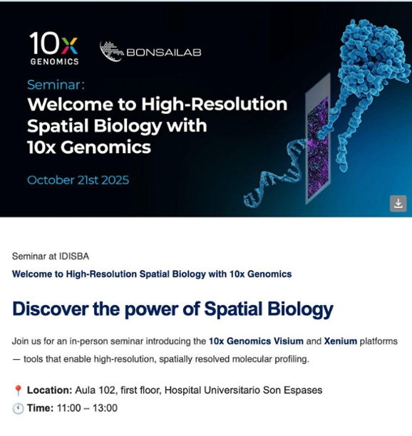Seminari: Welcome to High-Resolution Spatial Biology with 10x Genomics